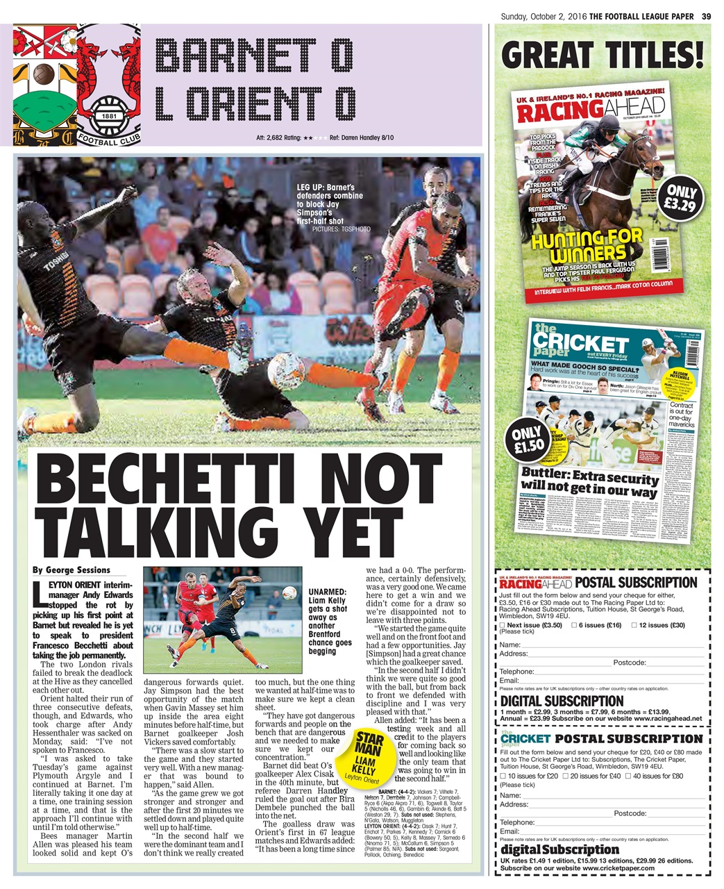 The Football League Paper Preview Pages