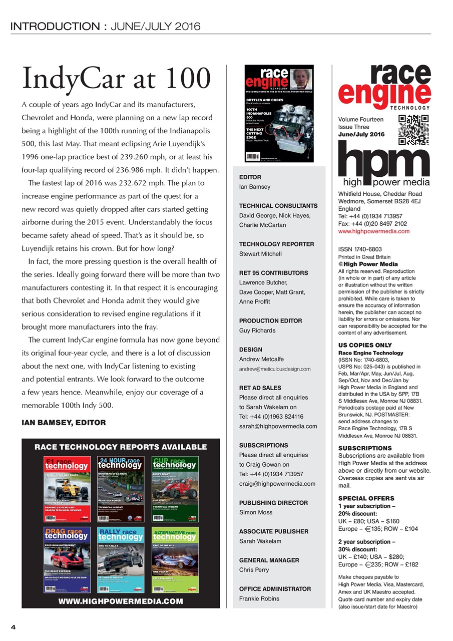 Race Engine Technology Preview Pages