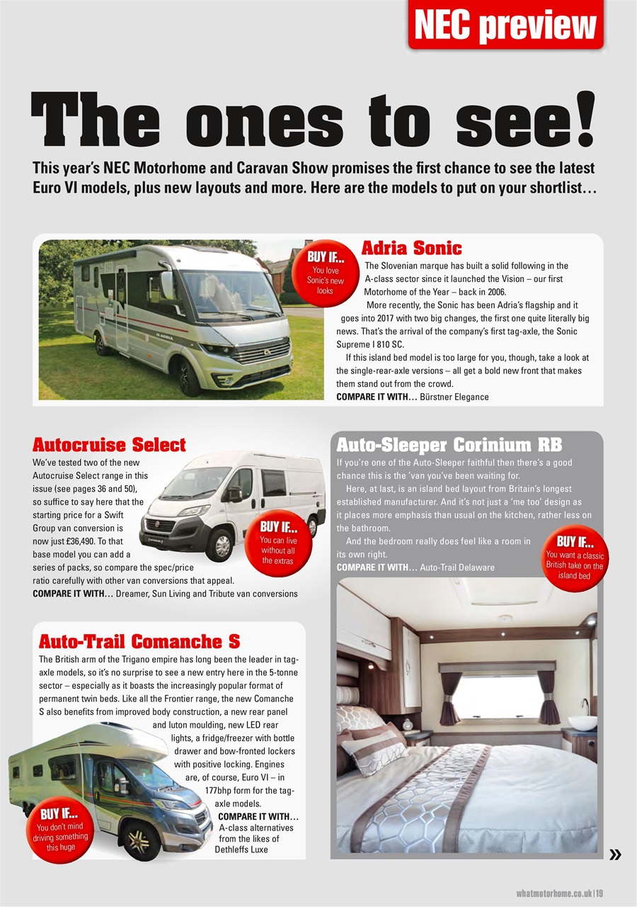 What Motorhome magazine Preview Pages