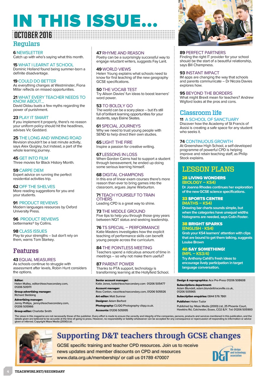 Teach Secondary Preview Pages