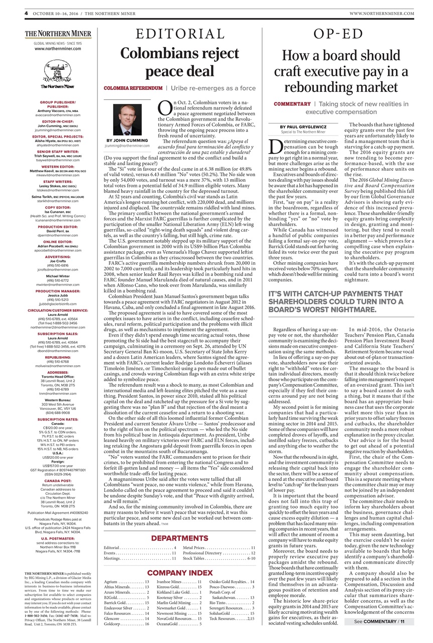 The Northern Miner Preview Pages