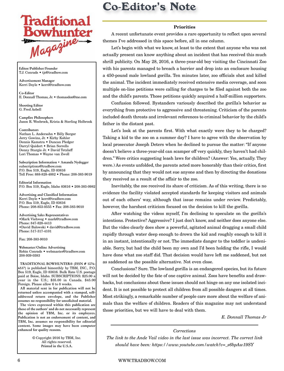 Traditional Bowhunter Magazine Preview Pages