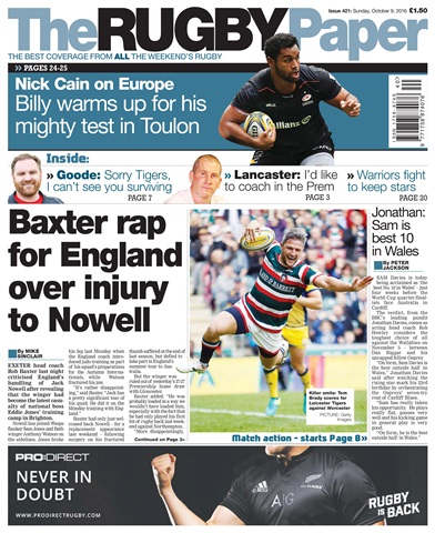 The Rugby Paper issue 9th October 2016