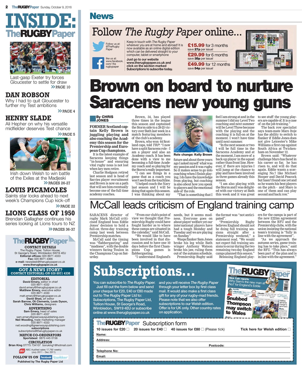 The Rugby Paper Preview Pages