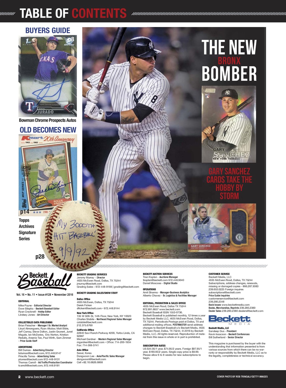 Beckett Baseball Magazine Preview Pages