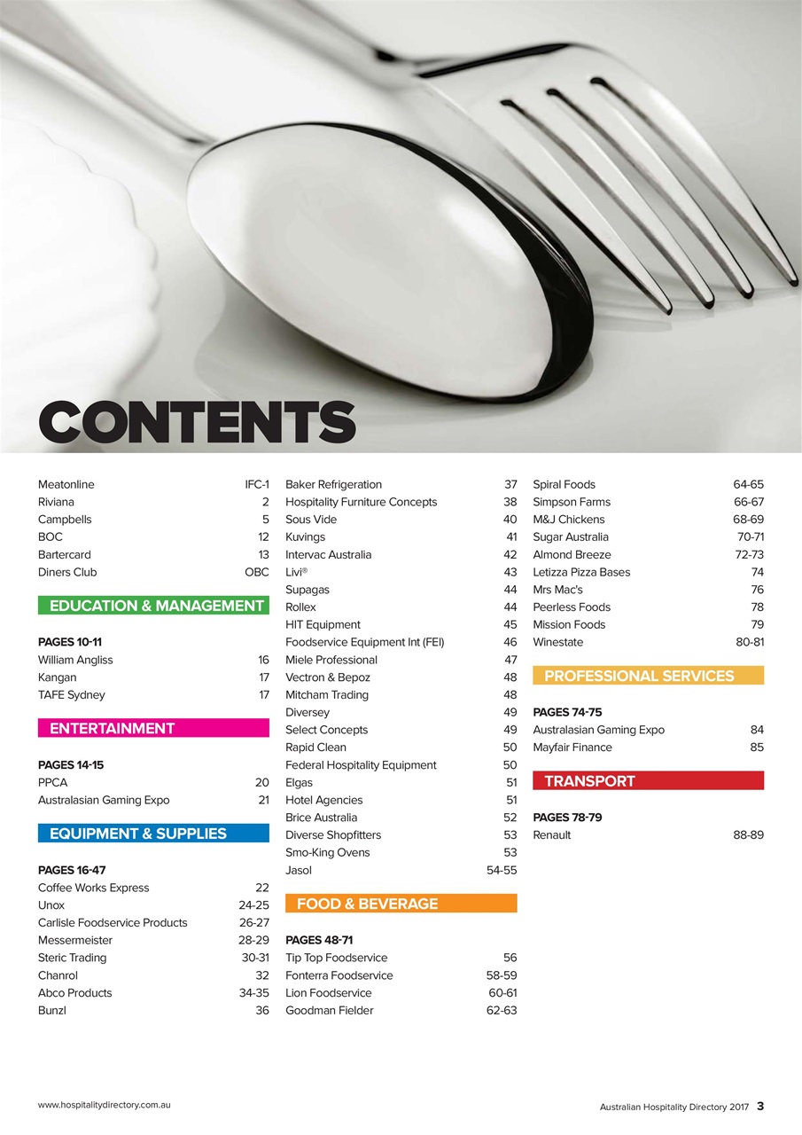 Australian Hospitality Directory Preview Pages