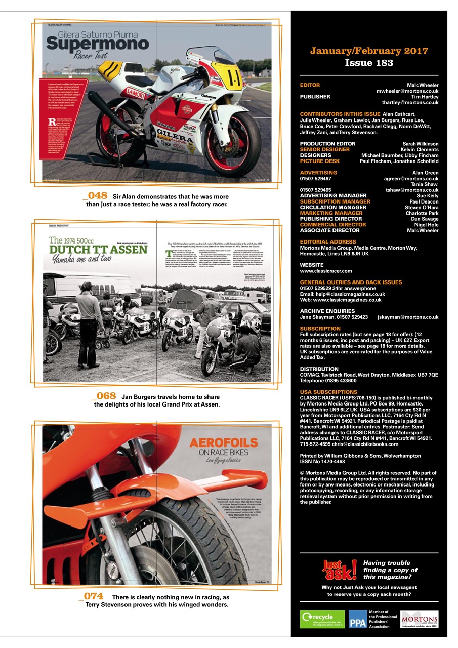 Classic Racer Preview Pages