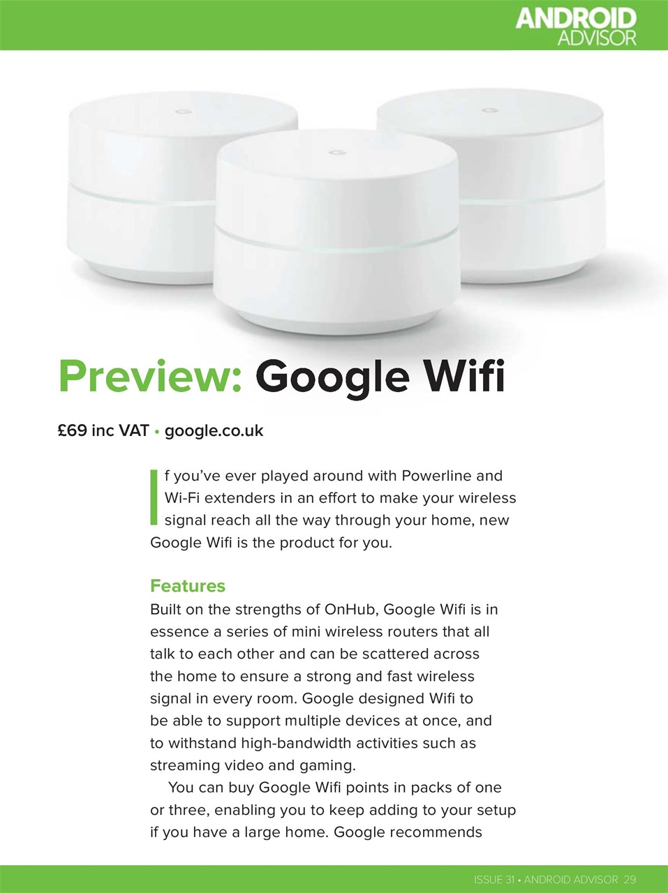 Android Advisor Preview Pages