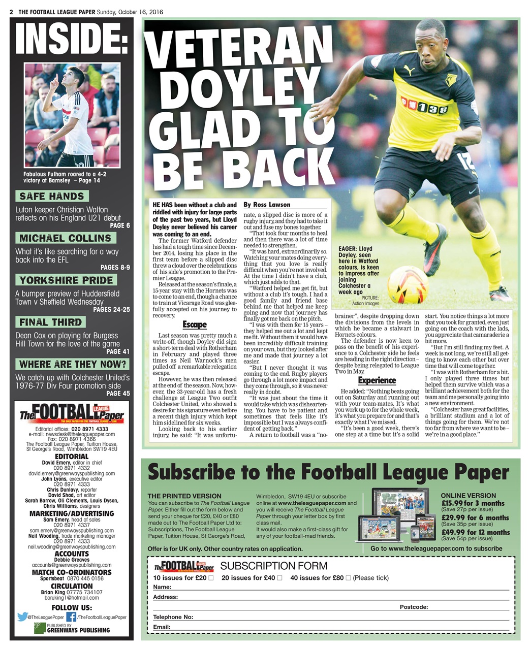 The Football League Paper Preview Pages