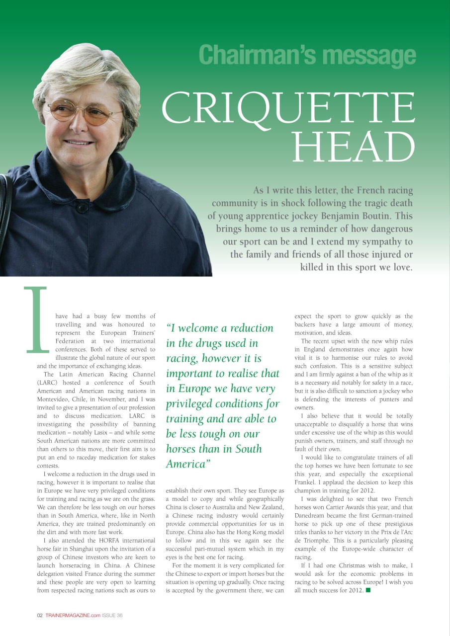 European Trainer Magazine - horse racing Preview Pages