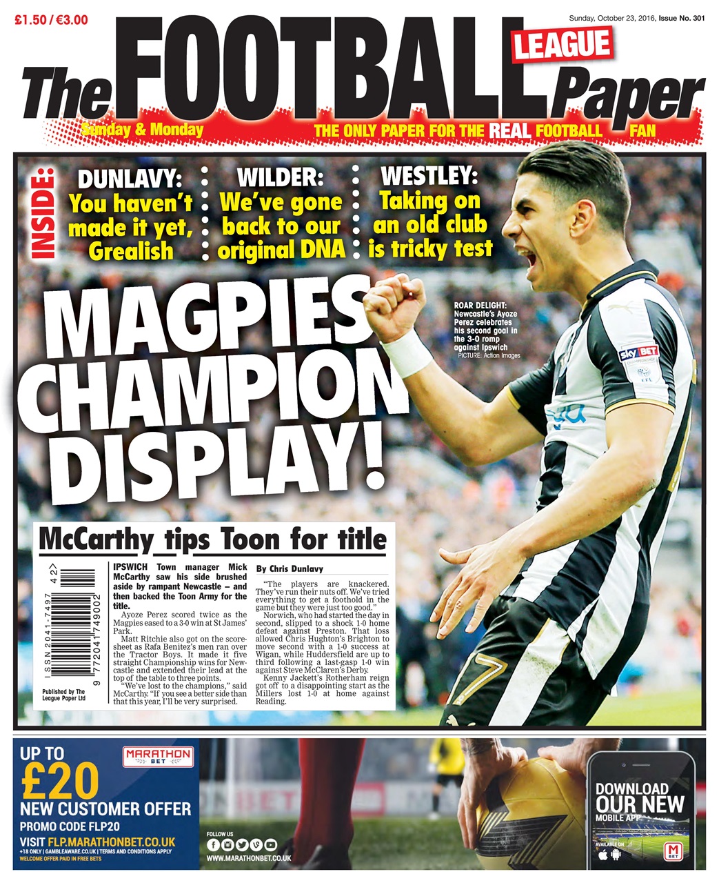 The Football League Paper Preview Pages