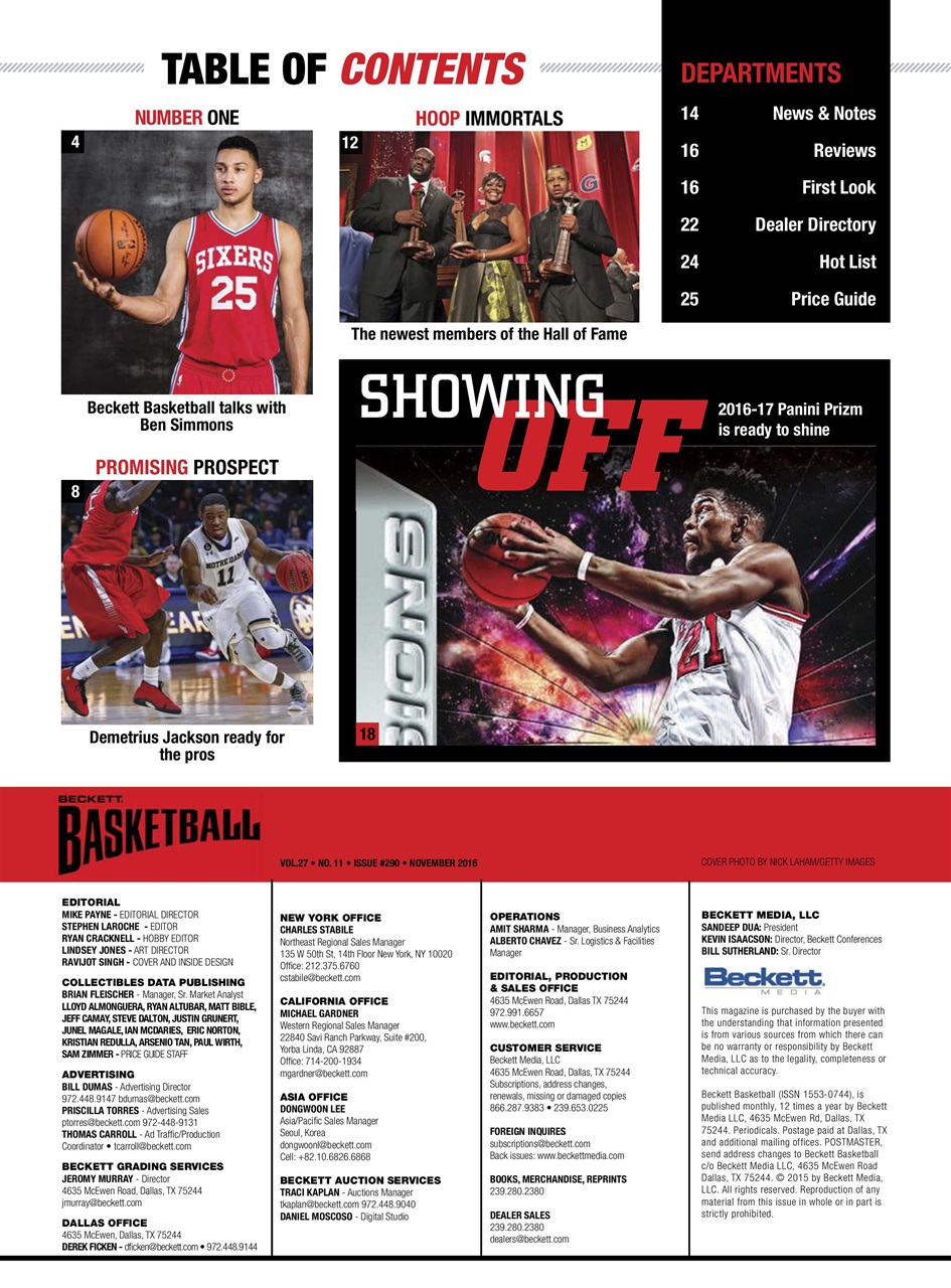 Beckett Basketball Magazine Preview Pages