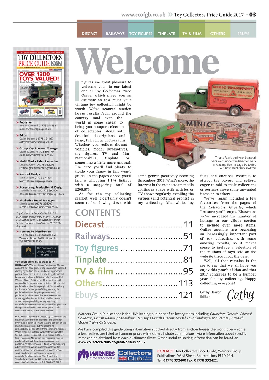 Toy Collectors Price Guide Preview Pages