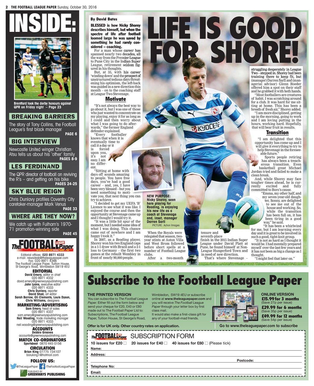 The Football League Paper Preview Pages