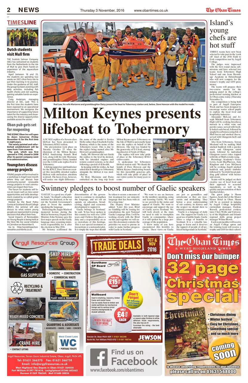The Oban Times & Lochaber Times Preview Pages