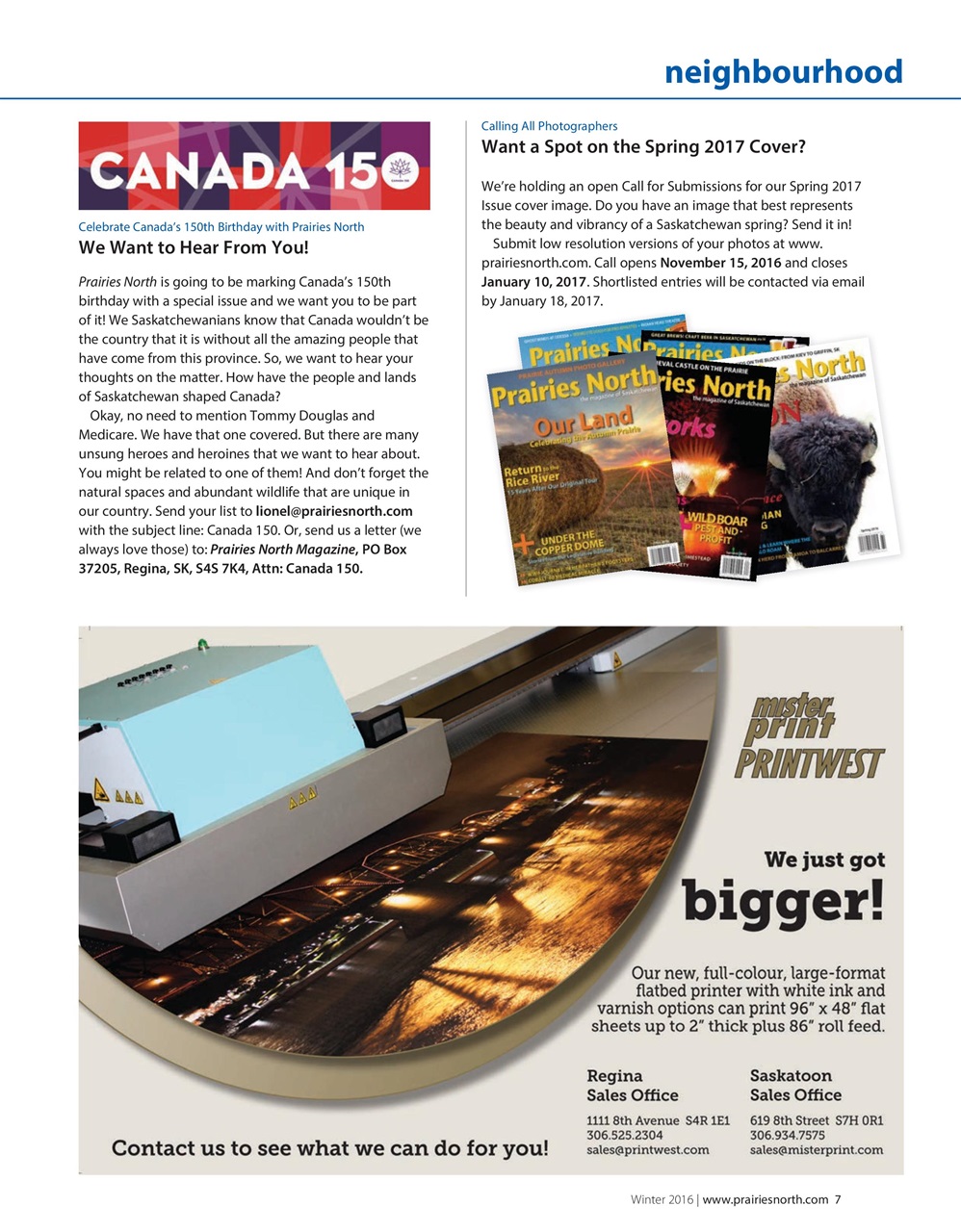Prairies North Magazine Preview Pages