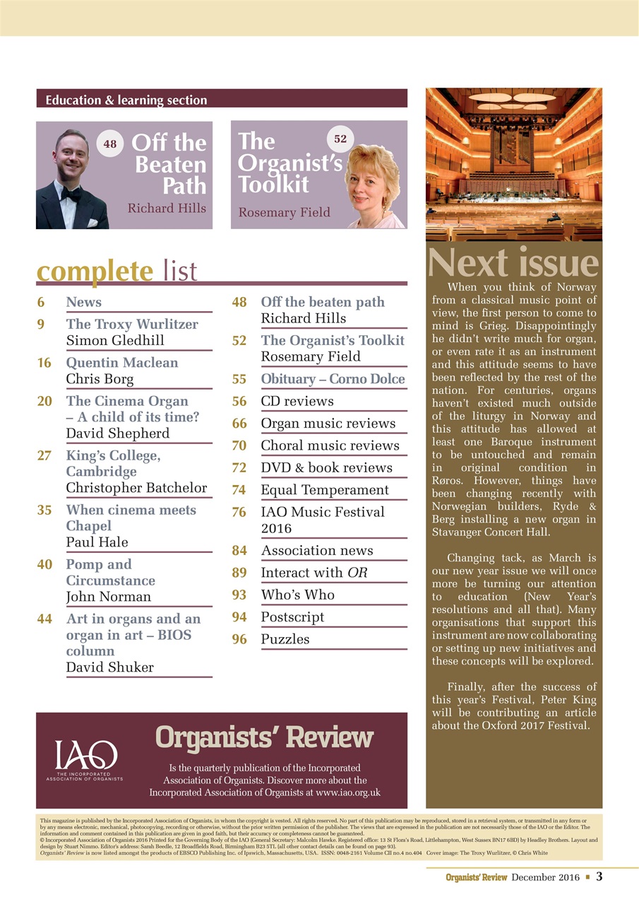 Organists' Review Preview Pages