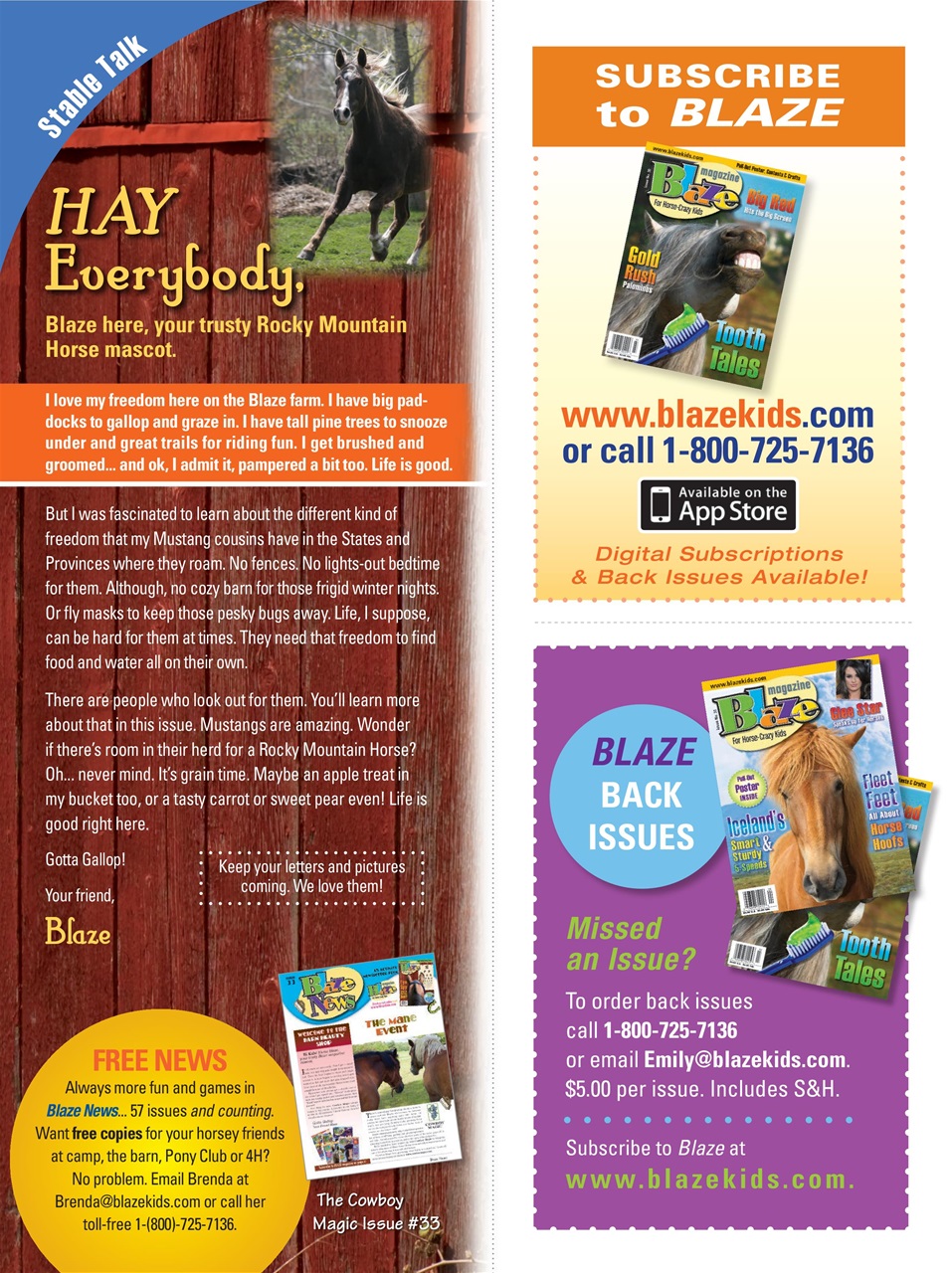 Blaze Magazine For Horse Crazy Kids Preview Pages