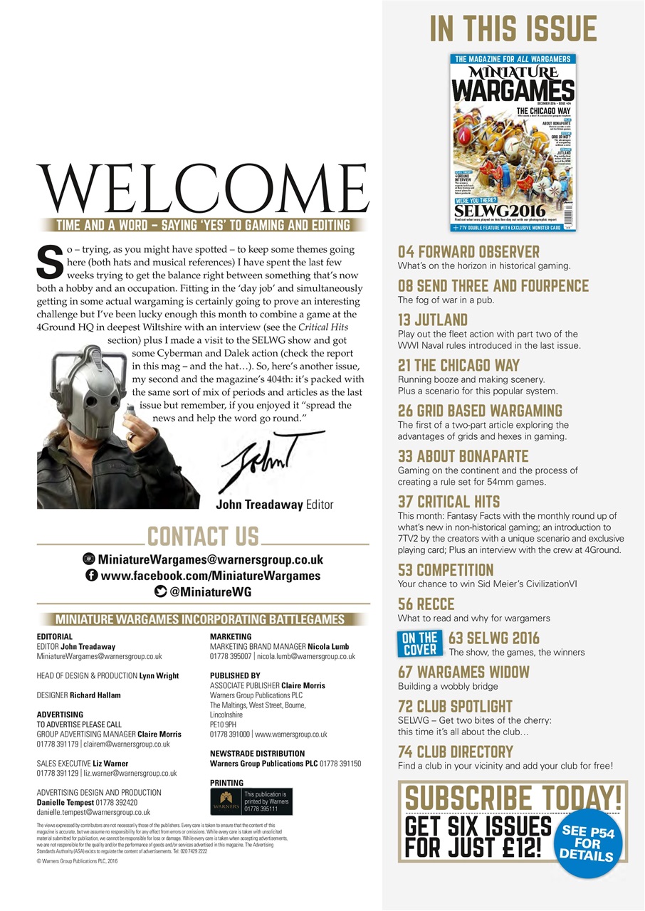 Miniature Wargames Preview Pages