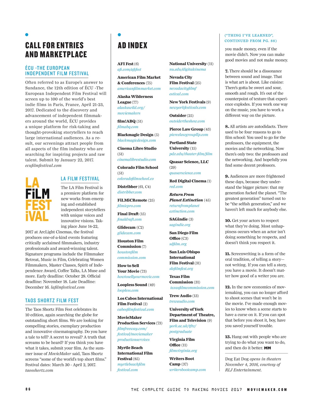 MovieMaker Magazine Preview Pages