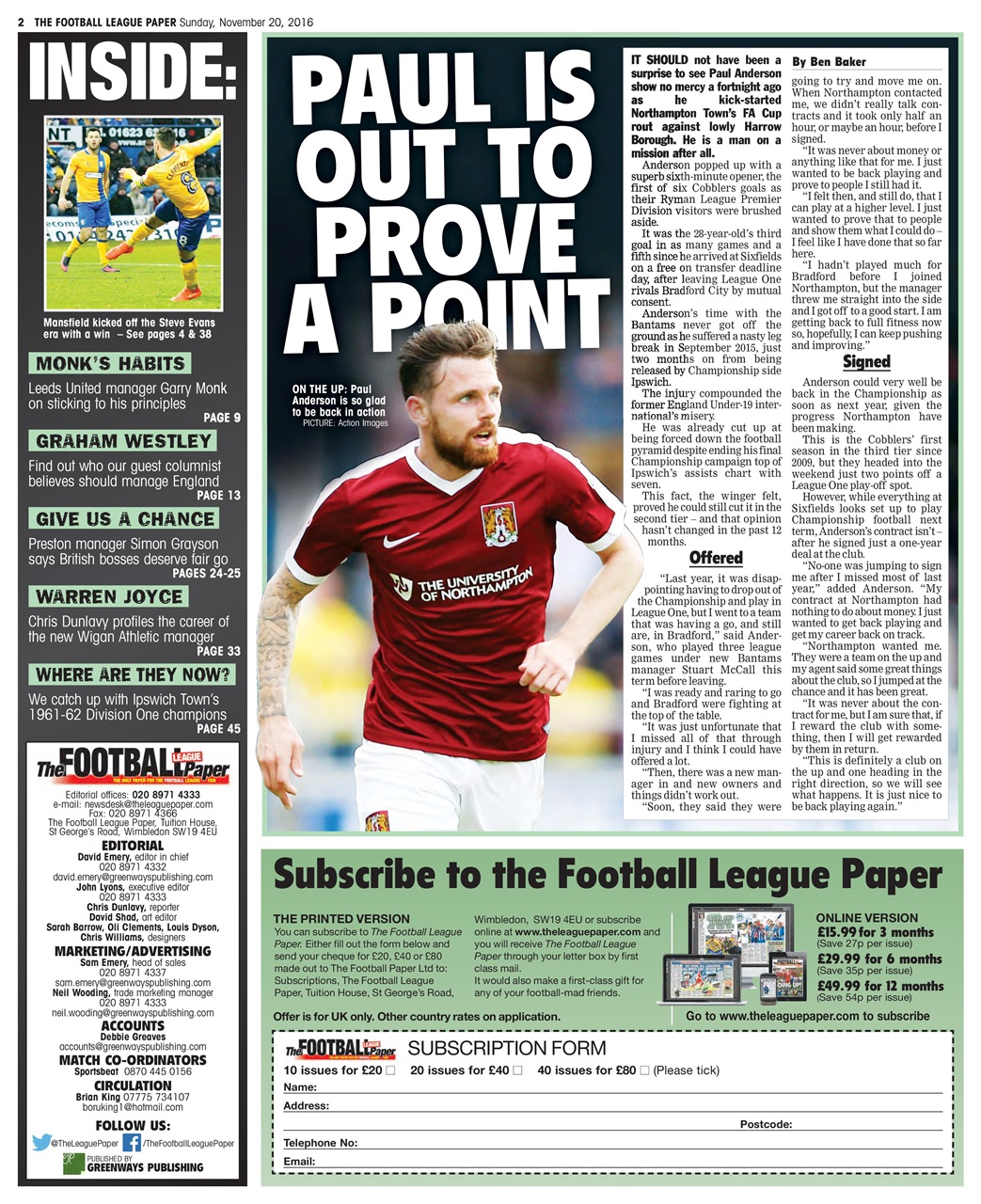 The Football League Paper Preview Pages