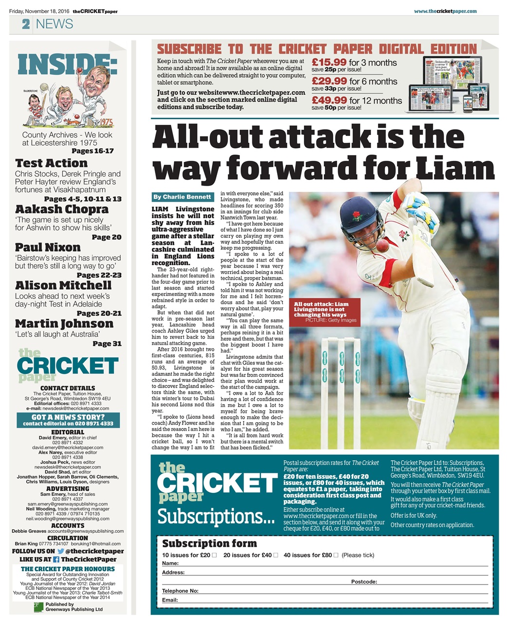 The Cricket Paper Preview Pages