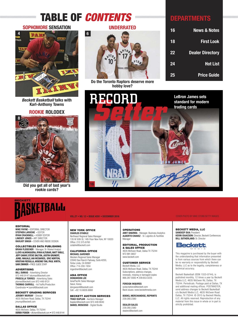 Beckett Basketball Magazine Preview Pages