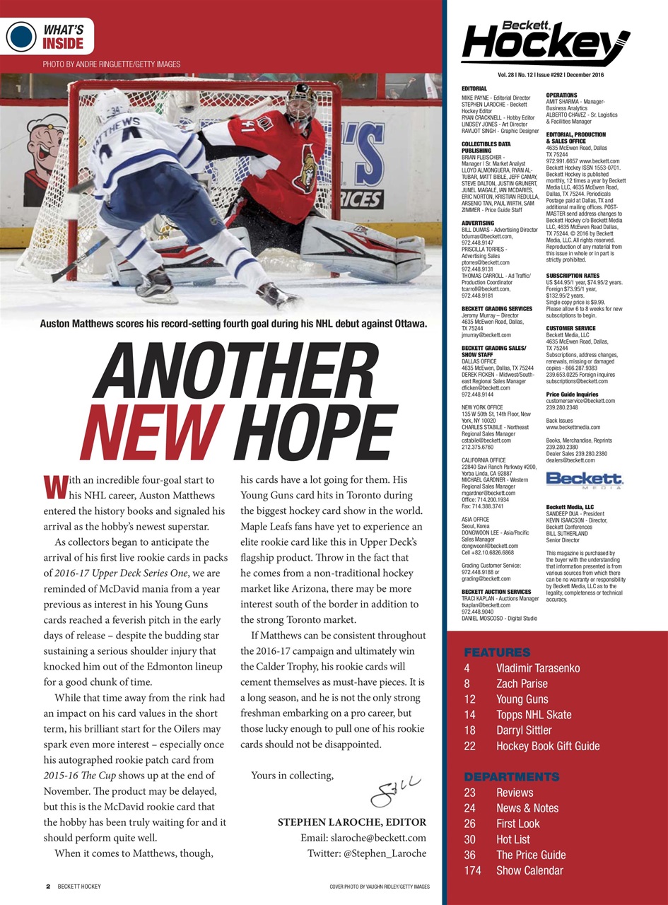 Beckett Hockey Magazine Preview Pages