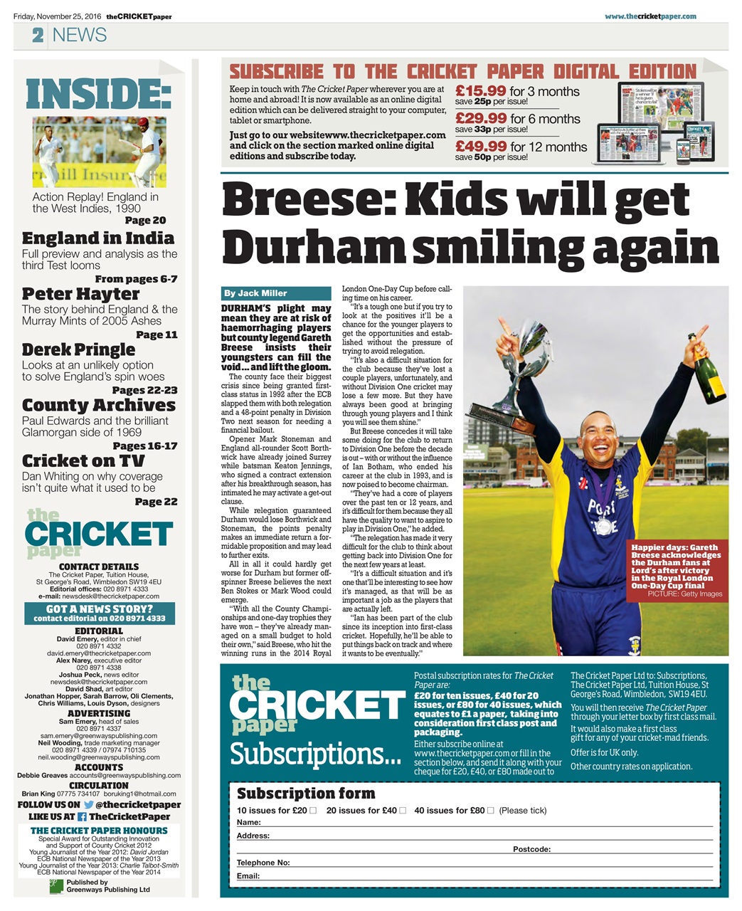 The Cricket Paper Preview Pages