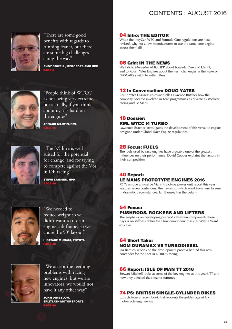 Race Engine Technology Preview Pages