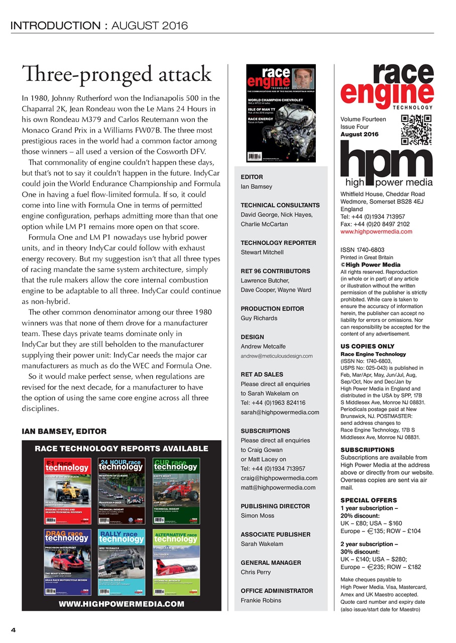 Race Engine Technology Preview Pages