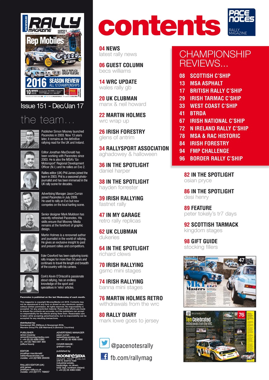 Pacenotes Rally magazine Preview Pages