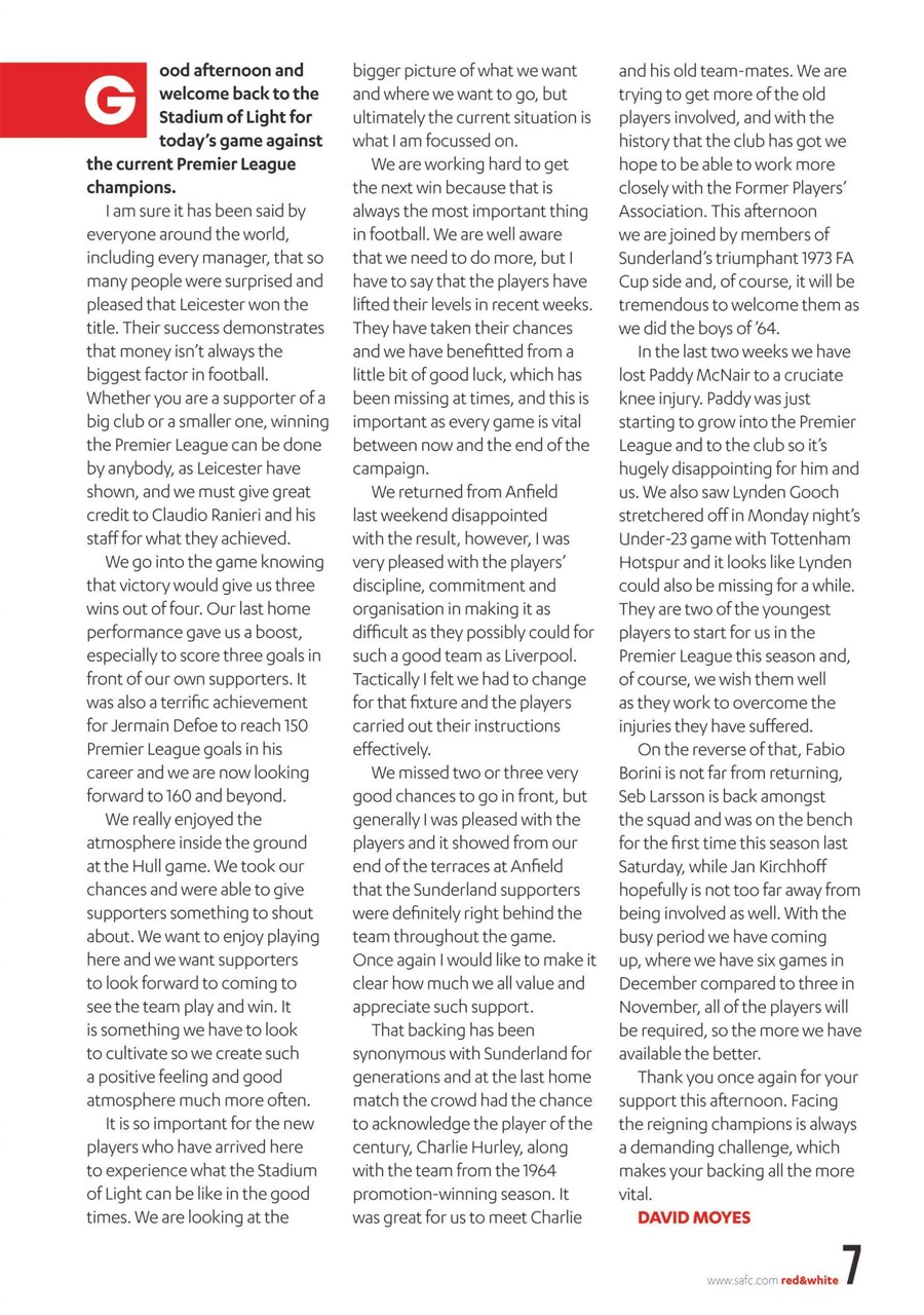 Sunderland FC Preview Pages