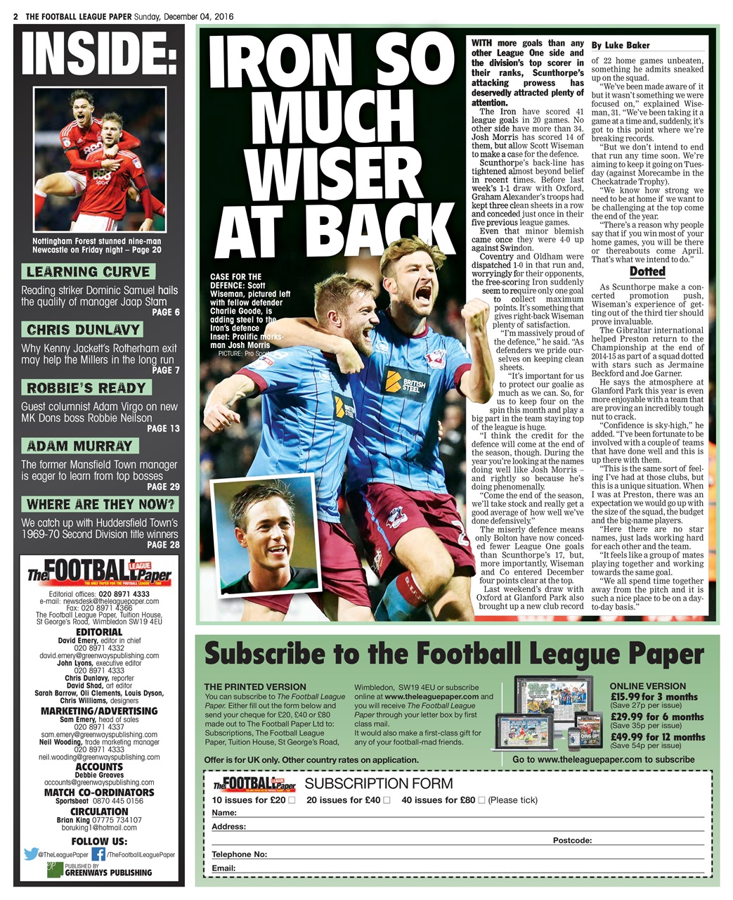 The Football League Paper Preview Pages