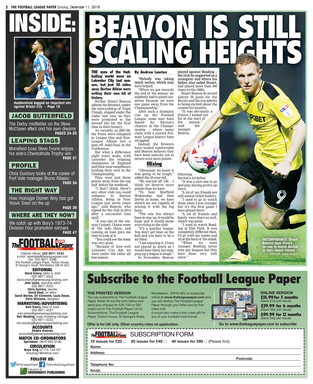 The Football League Paper Preview Pages