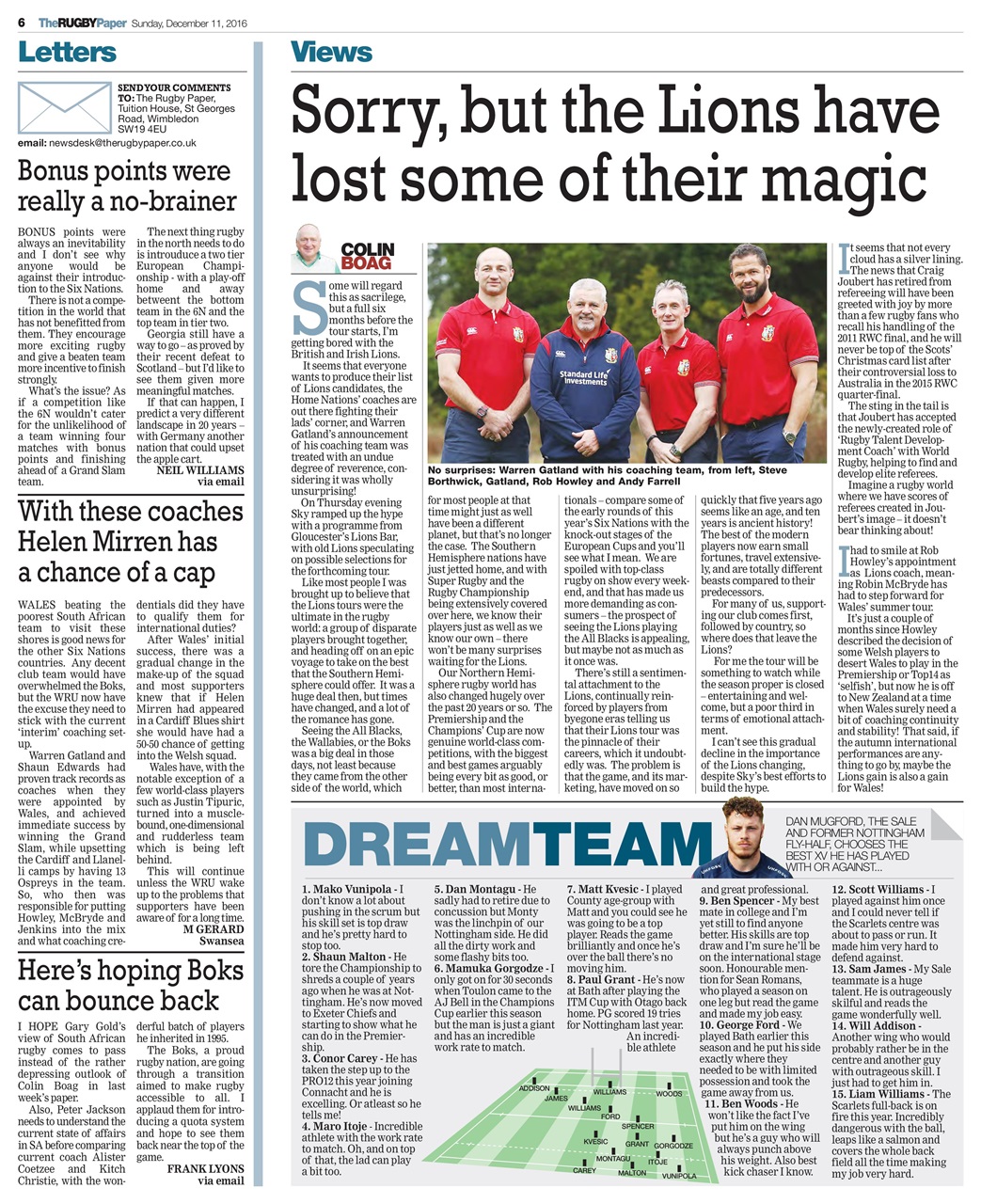 The Rugby Paper Preview Pages