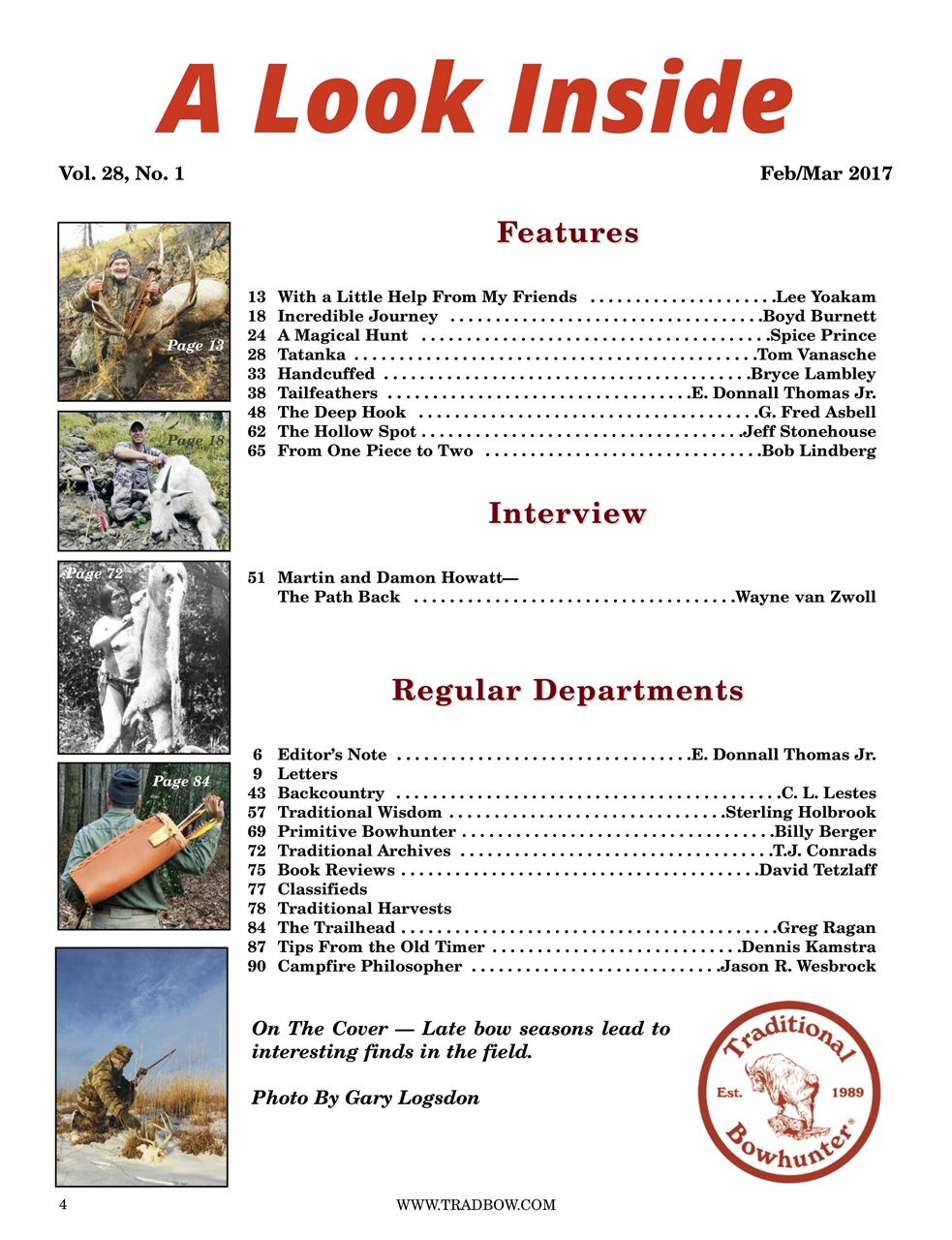 Traditional Bowhunter Magazine Preview Pages