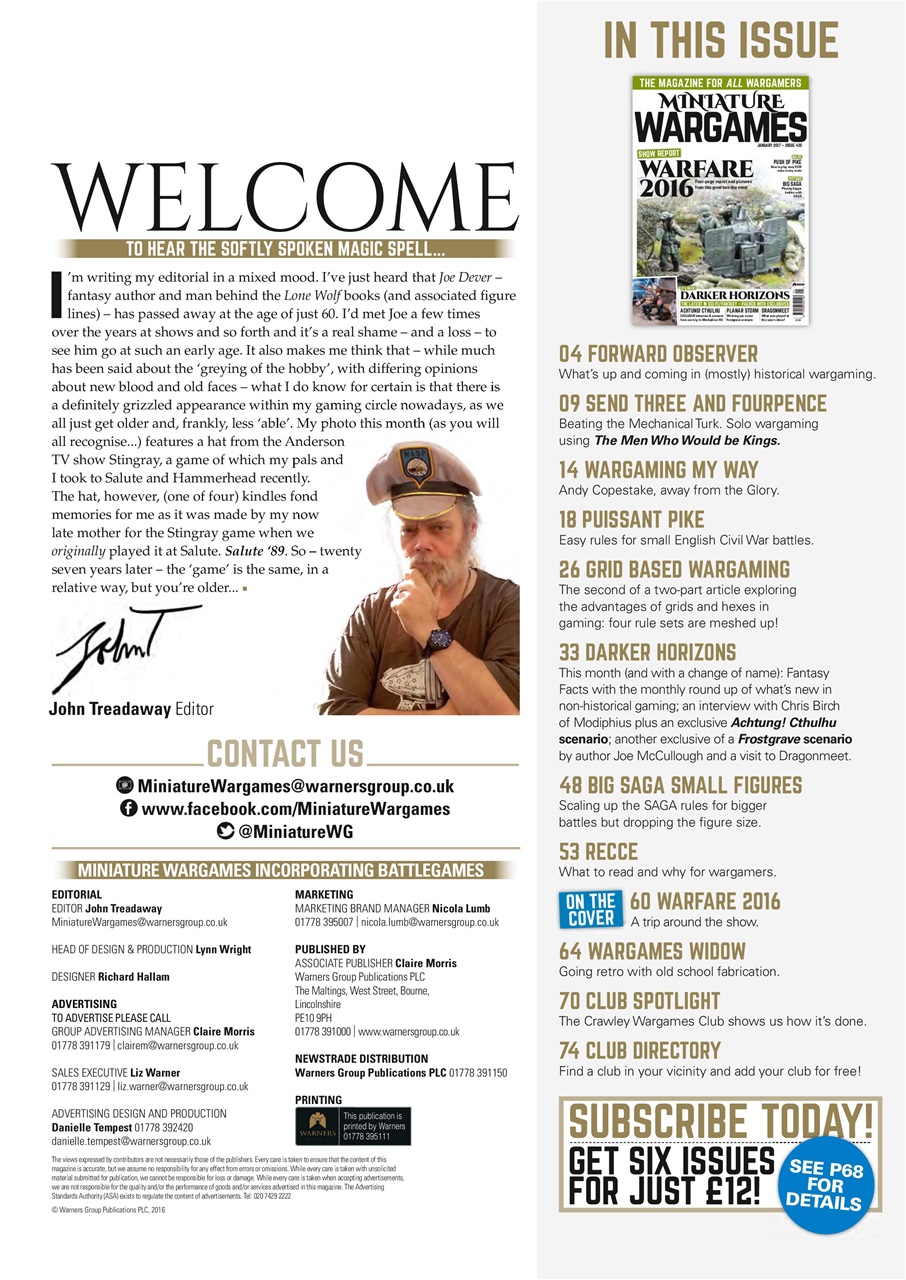Miniature Wargames Preview Pages