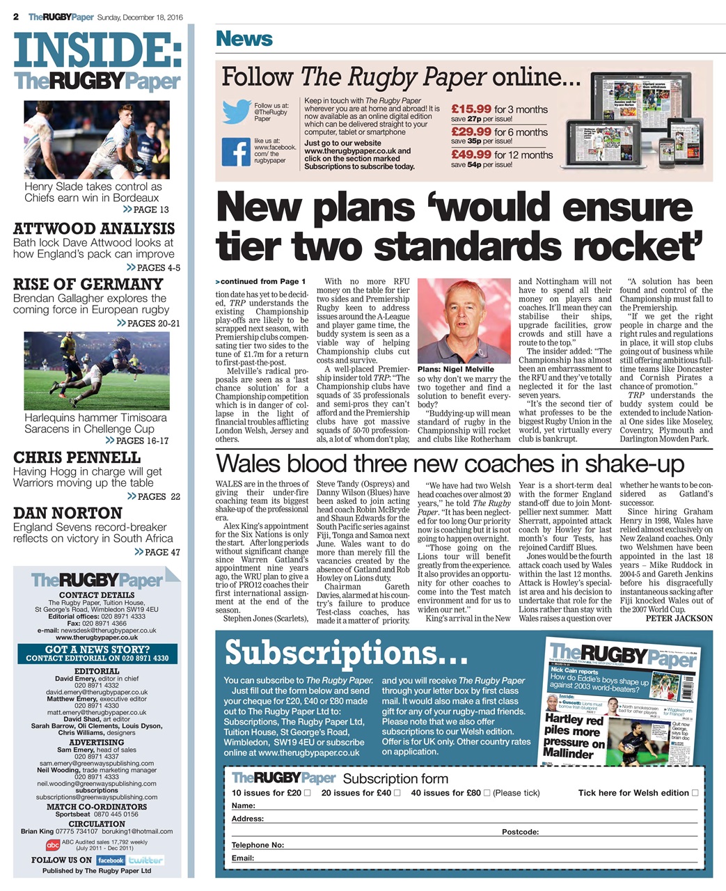 The Rugby Paper Preview Pages