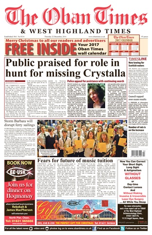 The Oban Times & Lochaber Times issue 22 December 2016