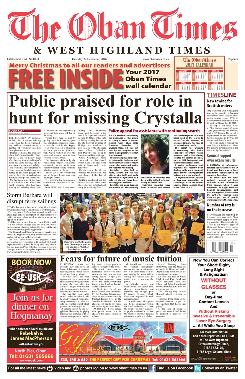 The Oban Times & Lochaber Times Preview Pages