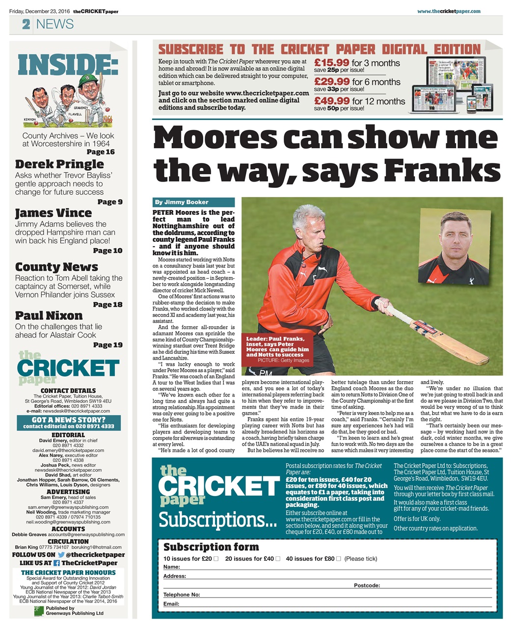 The Cricket Paper Preview Pages