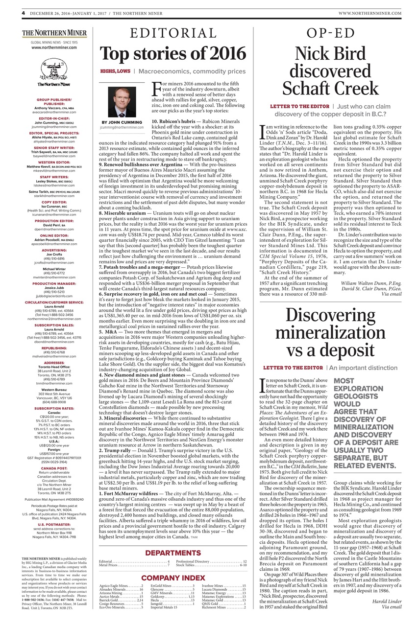 The Northern Miner Preview Pages