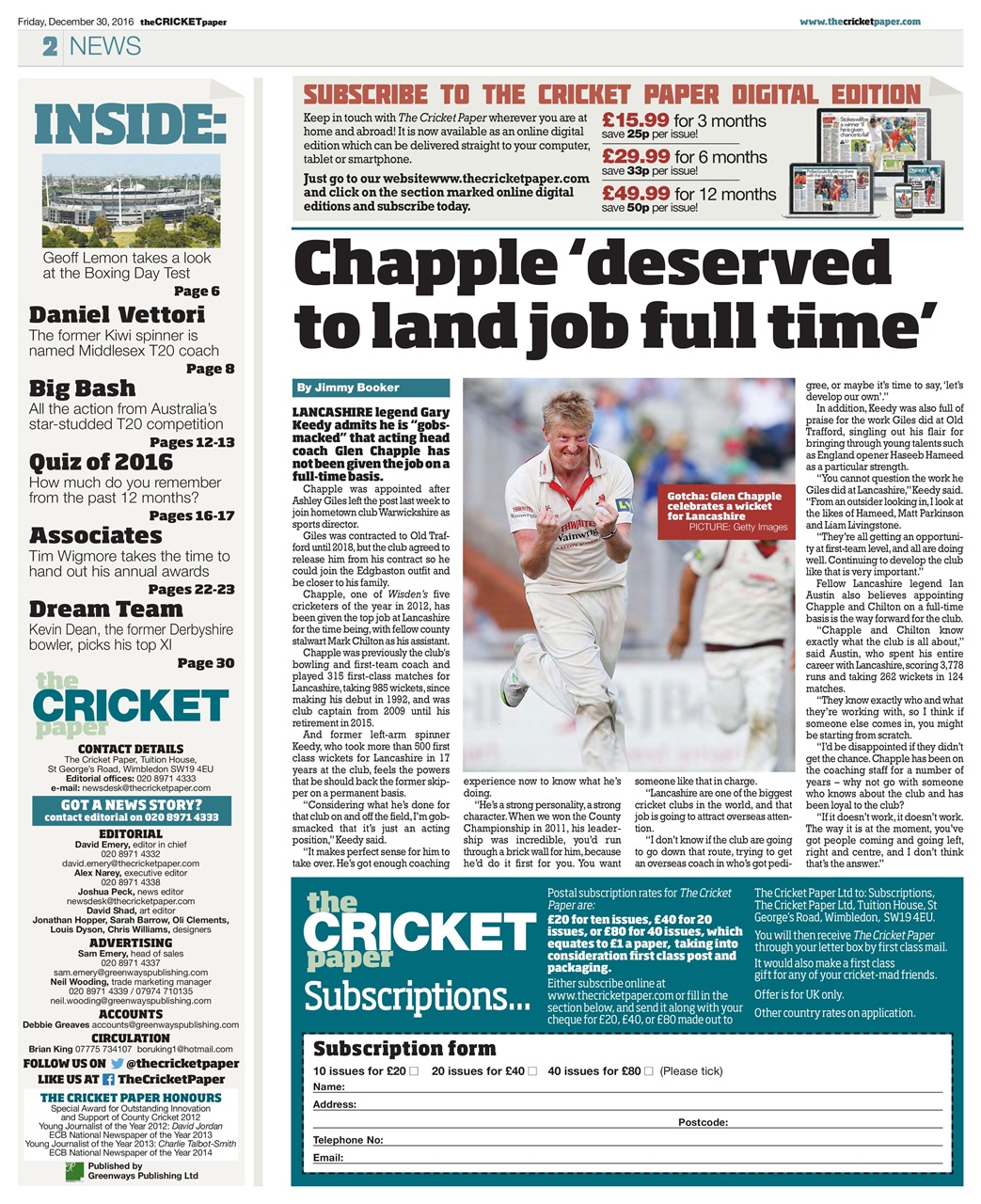 The Cricket Paper Preview Pages