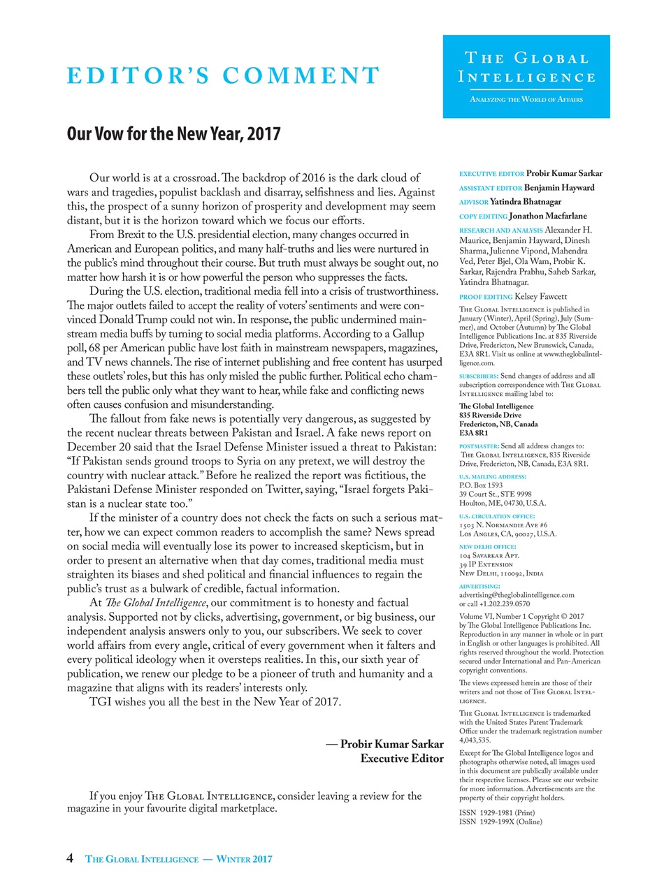 The Global Intelligence Preview Pages