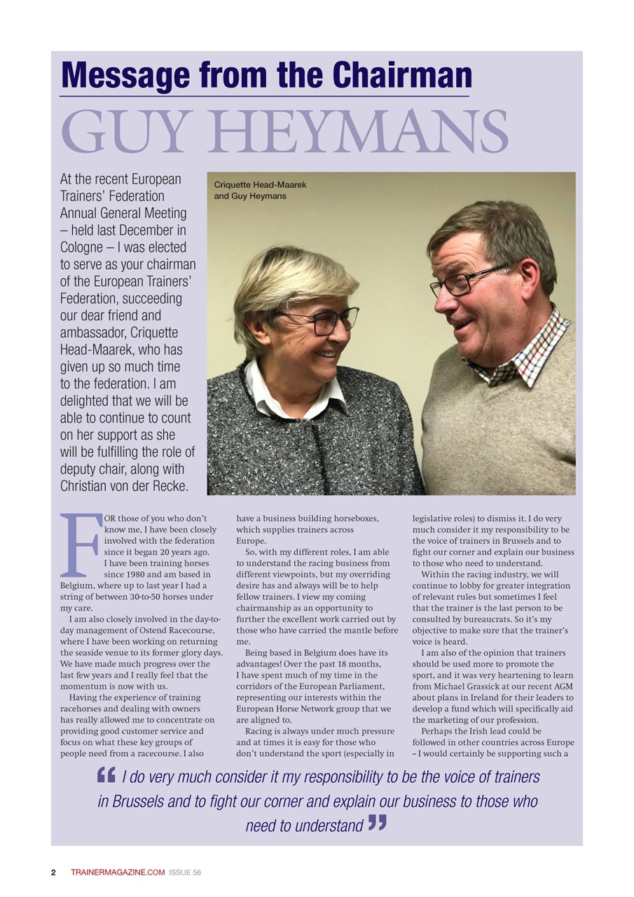European Trainer Magazine - horse racing Preview Pages