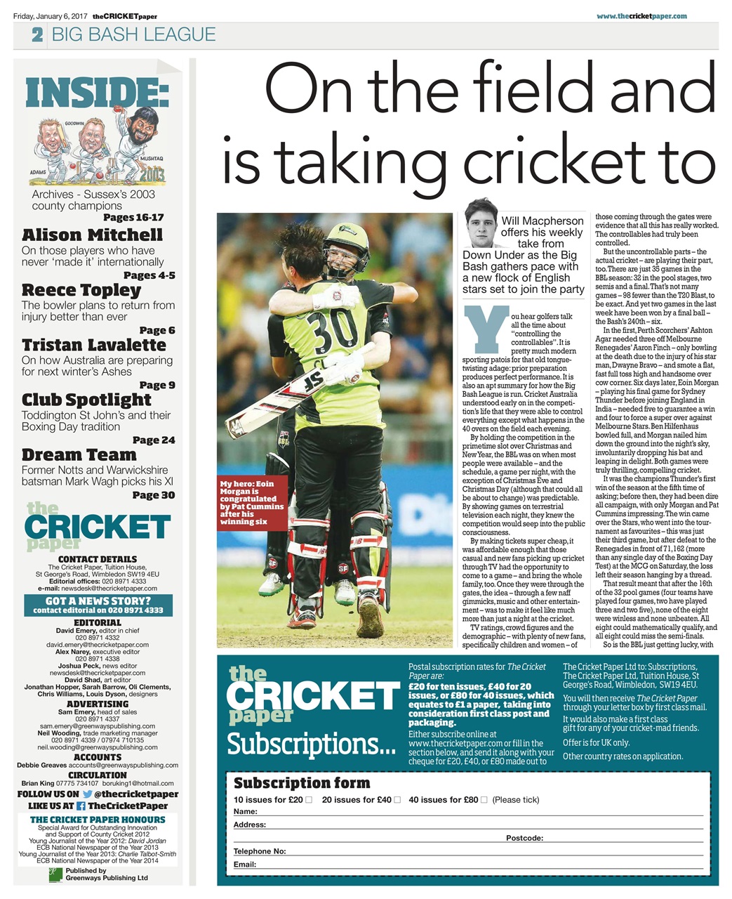 The Cricket Paper Preview Pages