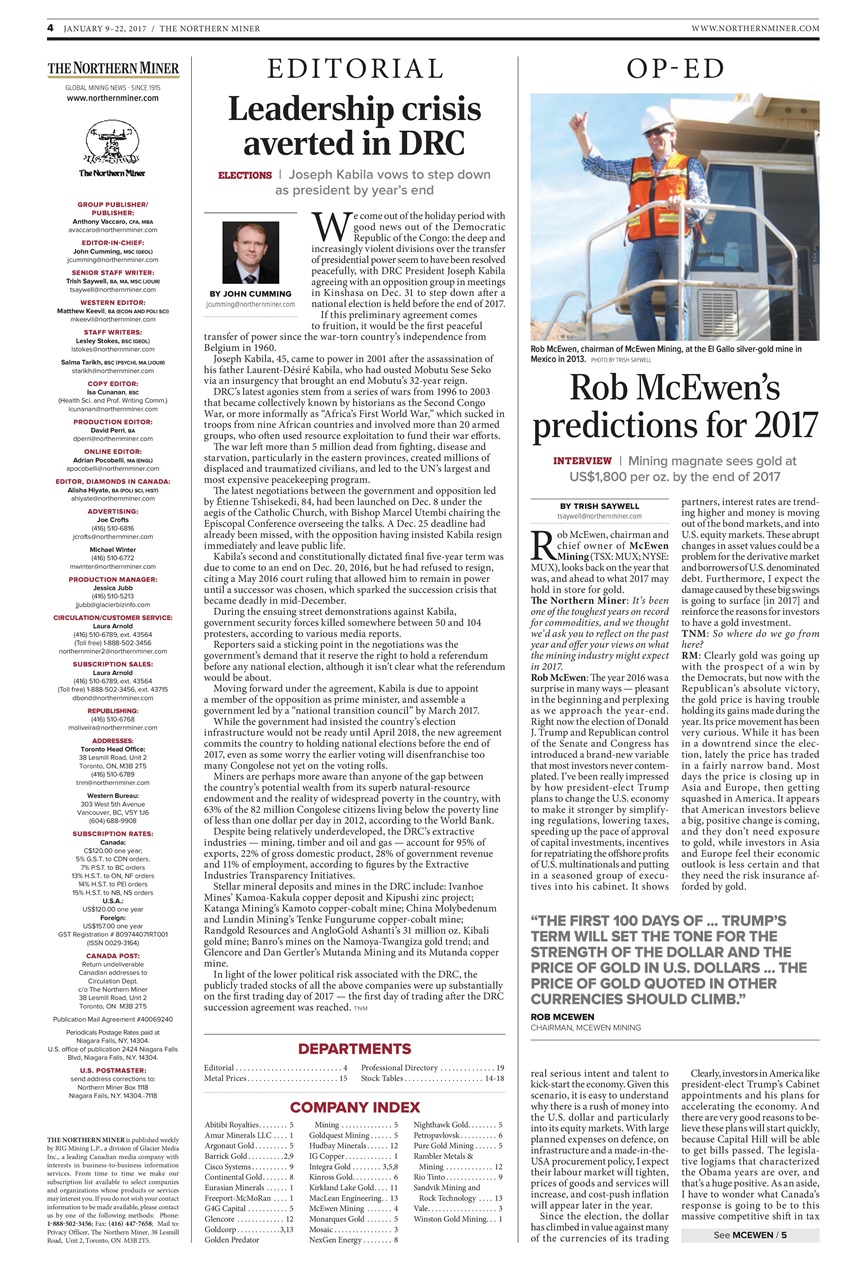 The Northern Miner Preview Pages