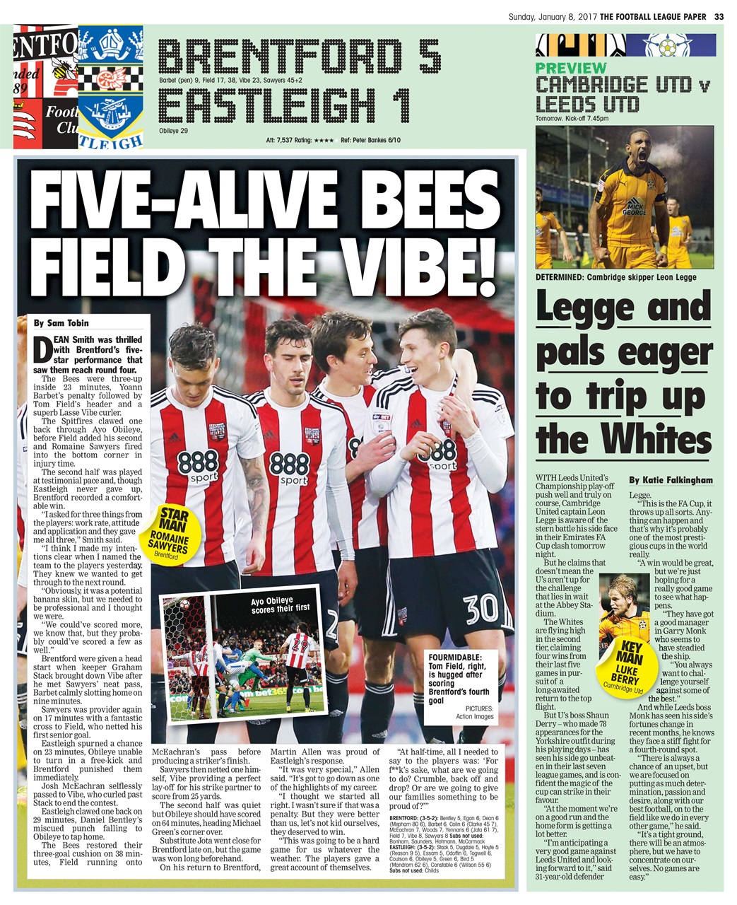 The Football League Paper Preview Pages