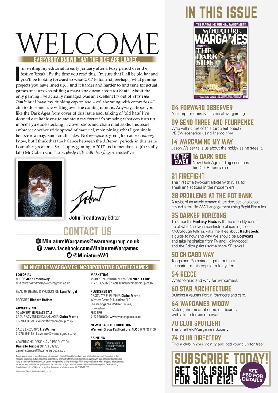 Miniature Wargames Preview Pages